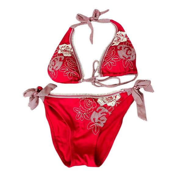 BECCA Women's Red and Pink Bikinis-and-tankini-set - Picture 1 of 2